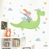 Vinilo decorativo infantil de caballero con dragón mágico para pared de dormitorio infantil.