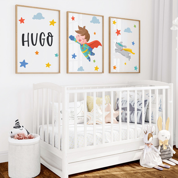 Súper nen - Conjunt de 3 Quadres infantils personalitzats