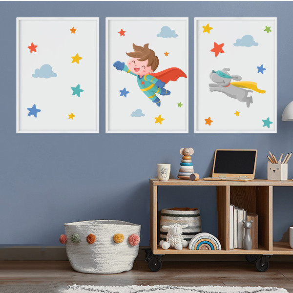 Súper niño - Conjunto de 3 Cuadros infantiles personalizados