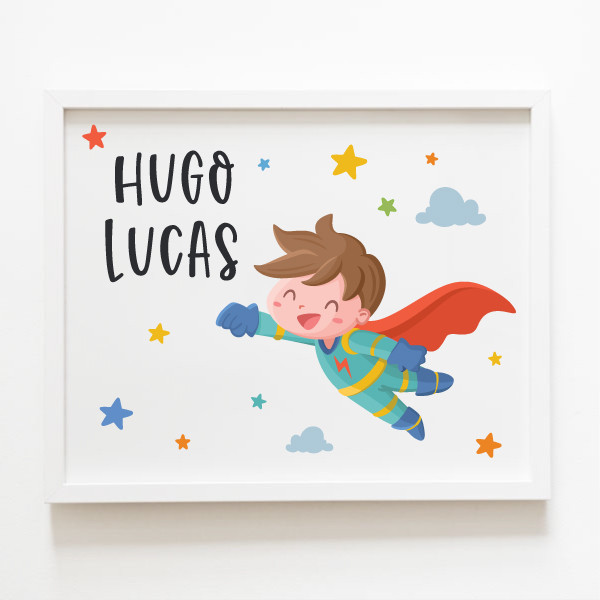 Personalized Kids' Wall Art "Super Boy" | Unique Children's Room Decor