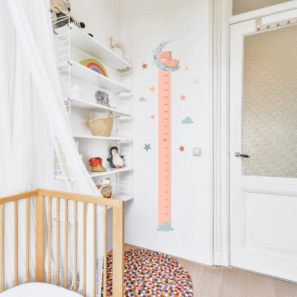 Osito en la luna - Vinilo medidor para habitaciones infantiles