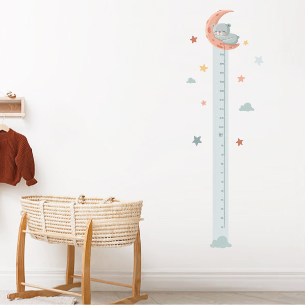 Osito en la luna - Vinilo medidor para habitaciones infantiles