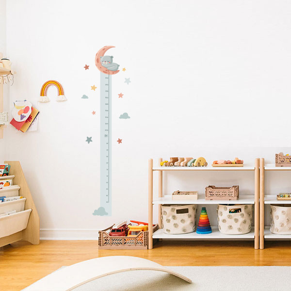 Ours sur la lune - Sticker toise pour chambres d'enfants