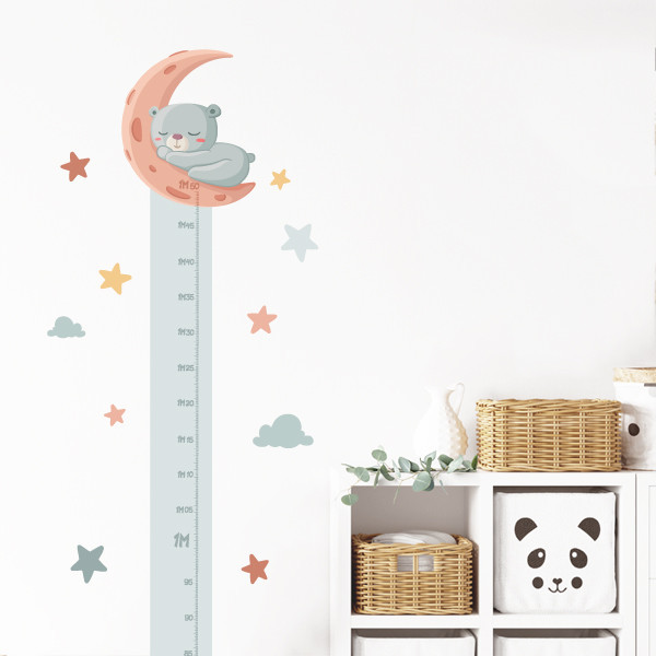 Ours sur la lune - Sticker toise pour chambres d'enfants