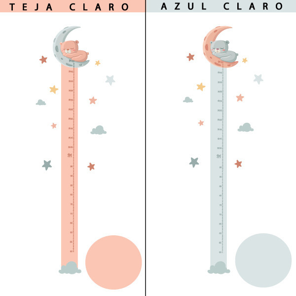 Osito en la luna - Vinilo medidor para habitaciones infantiles