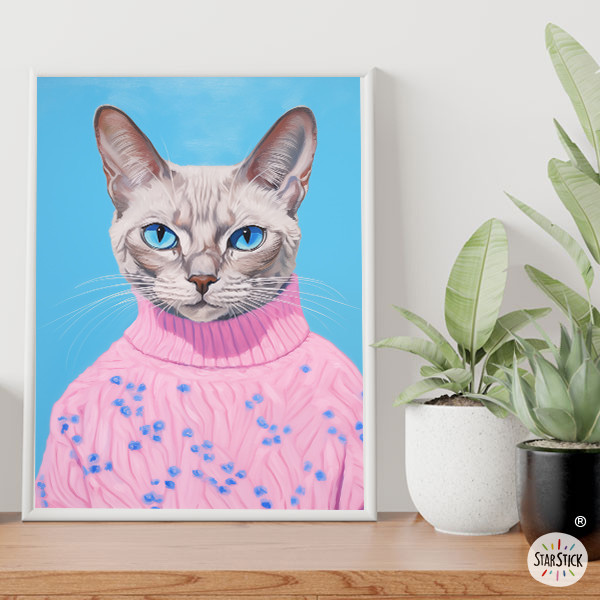 Tableau de salon - Chat hipster