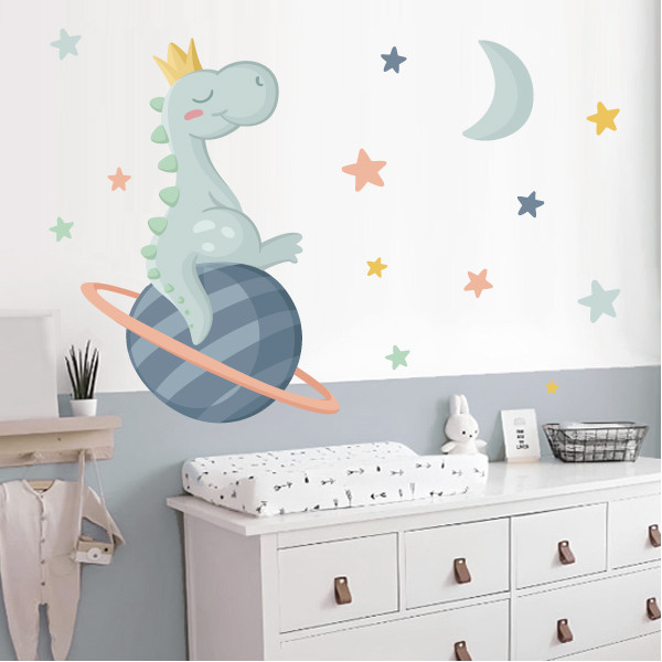 Stickers muraux pour enfants pour bébés Dinosaure rêveur