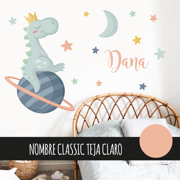 vinilo decorativo bebe dinosaurio luna estrellas planetas habitacion infantil