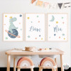 Dinosaure rêveur - 3 tableaux décoratifs pour bébé