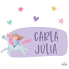Fille avec licorne. Stickers muraux avec nom
