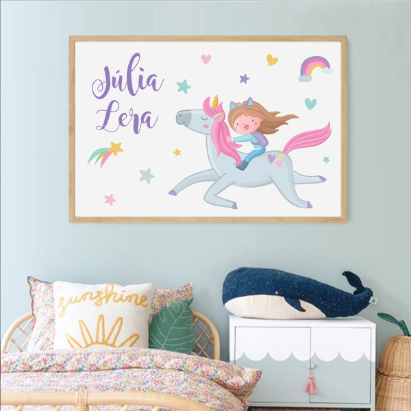 Girl with unicorn - Children's decorative painting
