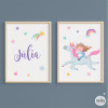 Láminas Personalizadas para Niños – Adorable Ilustración de Niña y Unicornio para Su Habitación
