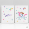 Nena amb unicorn - 2 Quadres infantils personalitzats amb nom