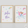 Nena amb unicorn - 2 Quadres infantils personalitzats amb nom