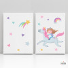 Nena amb unicorn - 2 Quadres infantils personalitzats amb nom