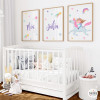 Girl with unicorn - 3 personalized children's paintings with name