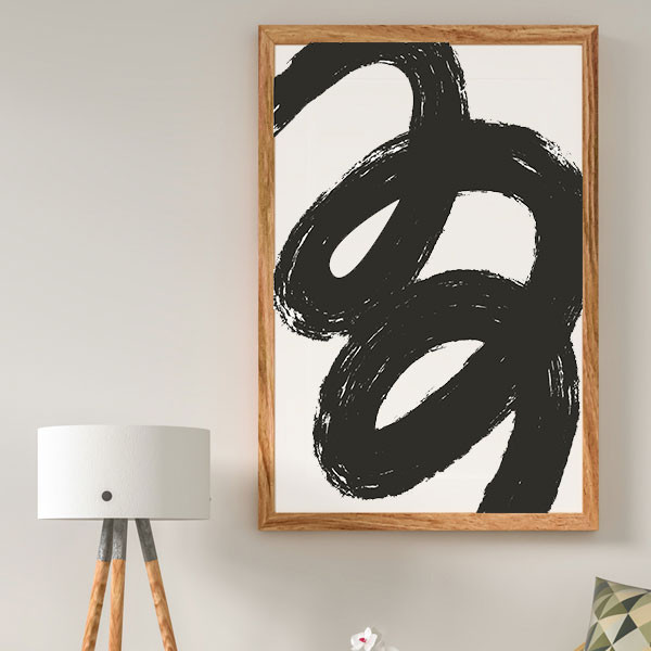 Affiche à encadrer - Pinceau spirale en noir et blanc