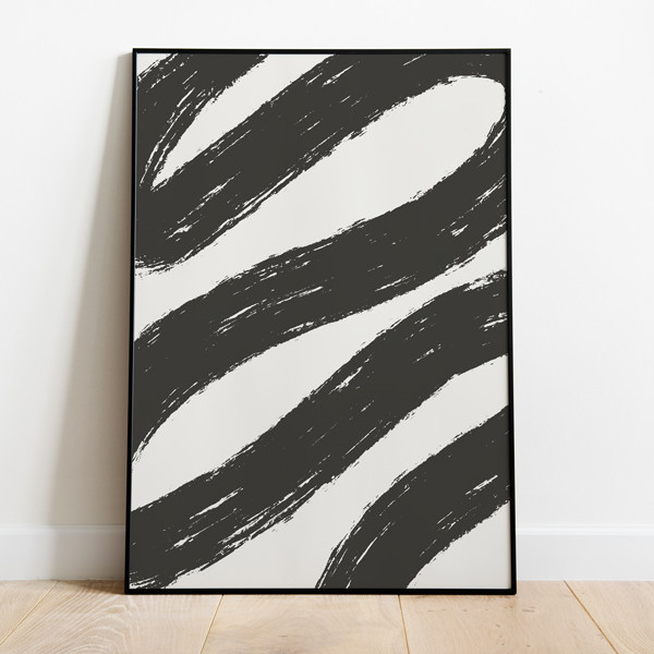 Pòster per emmarcar - Brush corbes en blanc i negre