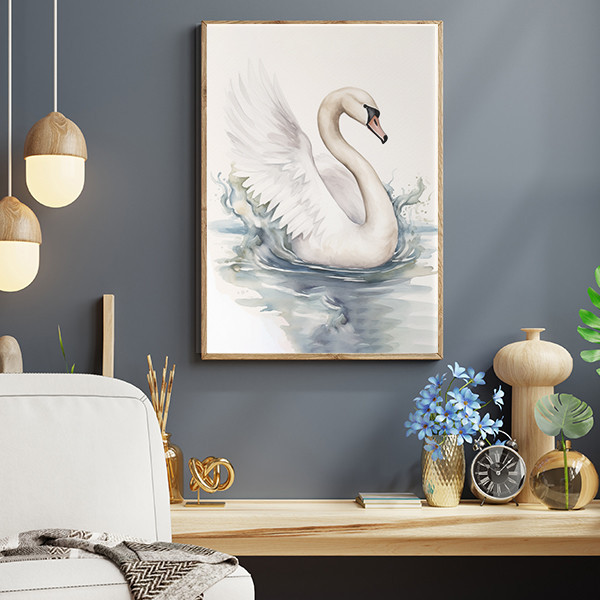 Cygne style aquarelle - Tableaux pour le salon