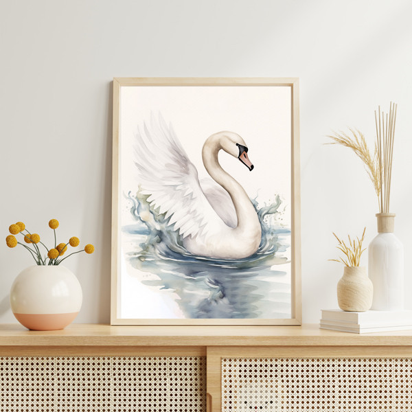 Cygne style aquarelle - Tableaux pour le salon