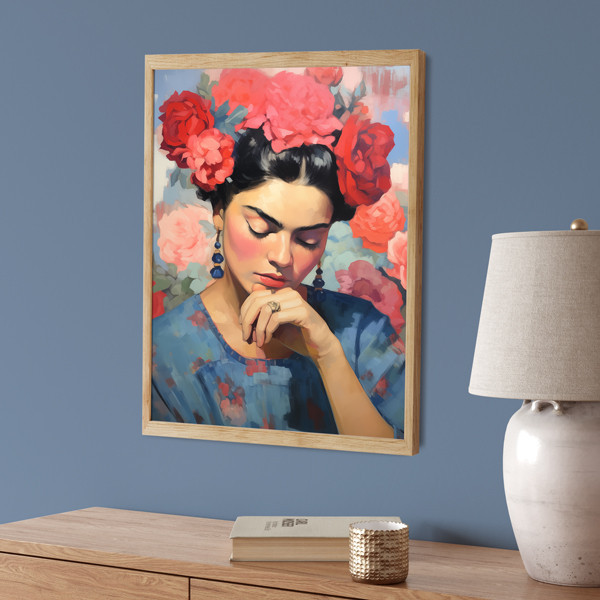 Retrato mujer – Lámina decorativa al estilo Frida