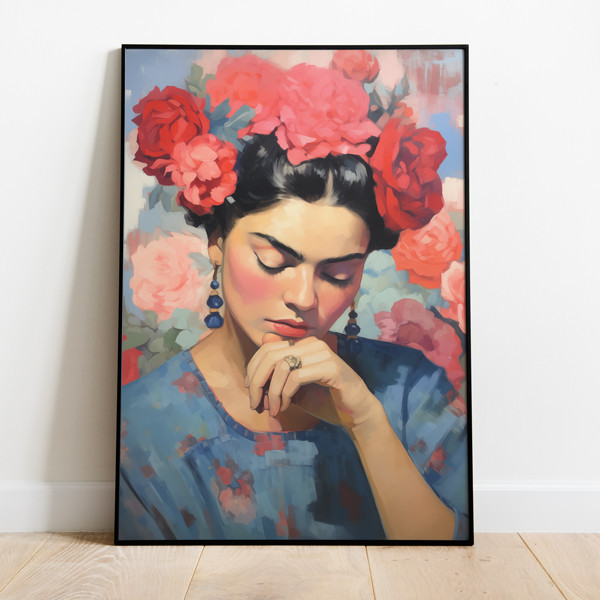 Retrato mujer – Lámina decorativa al estilo Frida