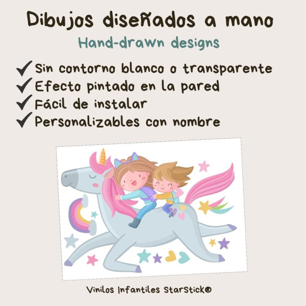 Brothers with unicorn - Children's decorative stickers