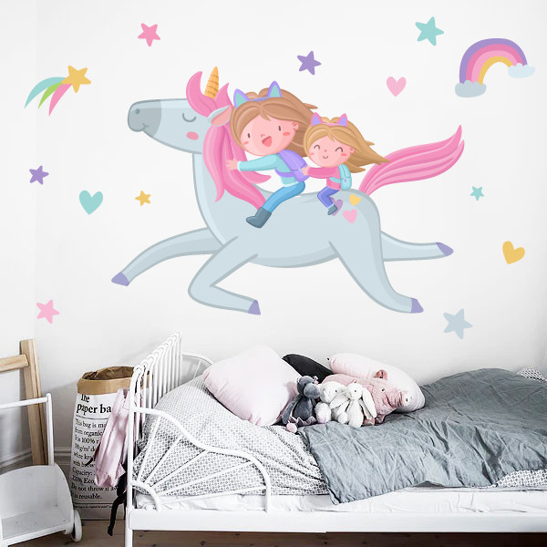 Brothers with unicorn - Children's decorative stickers