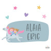 Hermanos con unicornio. Vinilos decorativos con nombre
