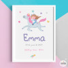 Fille avec licorne - Tableaux de naissance pour bébé