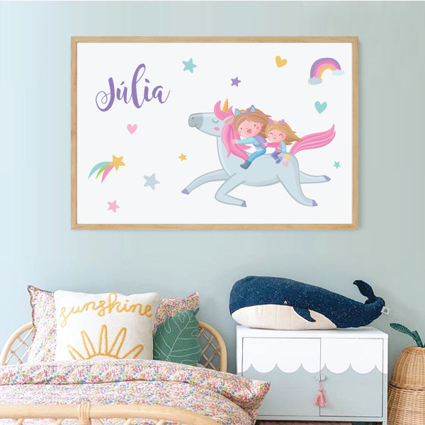 Siblings with Unicorn - Decorative Kids' Print