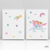 Germanes amb unicorn - 2 Quadres infantils personalitzats amb nom