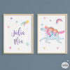 Germanes amb unicorn - 2 Quadres infantils personalitzats amb nom