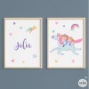 Sisters with Unicorn - 2 personalized children's paintings with name