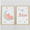 Ours sur la Lune. Pack de 2 tableaux personnalisables pour bébé