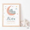 Lámina de nacimiento personalizable - Oso en la luna