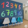 Chiffres effet aquarelle - Autocollants décoratifs pour salles de classe