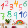 Chiffres effet aquarelle - Autocollants décoratifs pour salles de classe