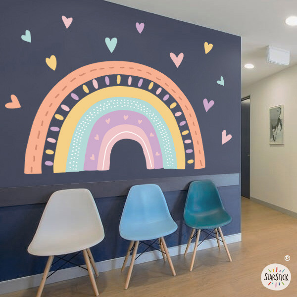 Vinils decoració infantil - Arcoiris personalitzable color mandarina