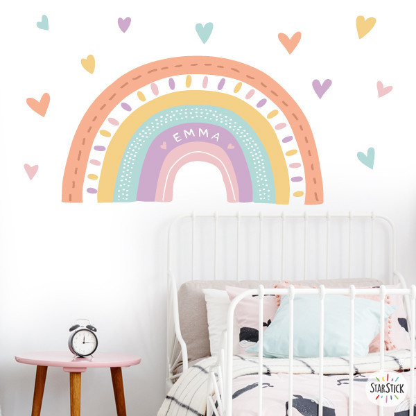 Vinilos decoración infantil - Arcoíris personalizable color mandarina