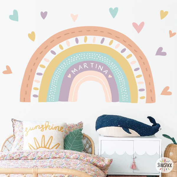 Vinils decoració infantil - Arcoiris personalitzable color mandarina