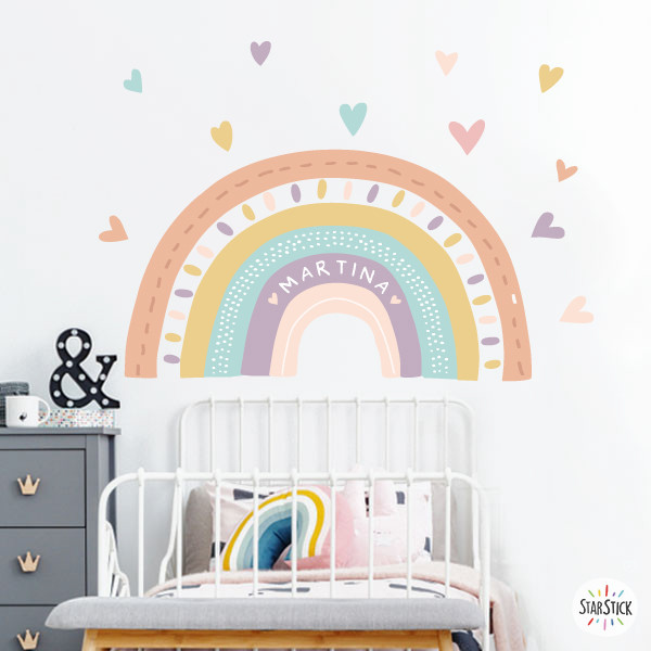 Vinilos decoración infantil - Arcoíris personalizable color mandarina