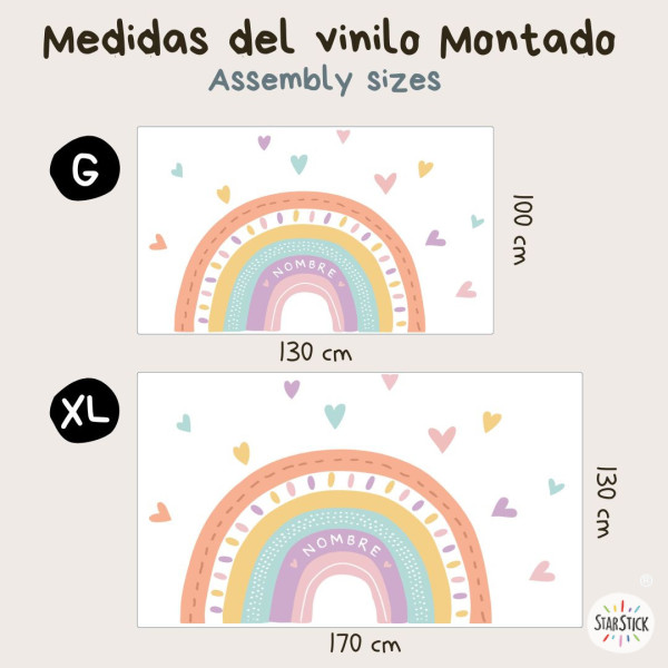 Vinilos decoración infantil - Arcoíris personalizable color mandarina