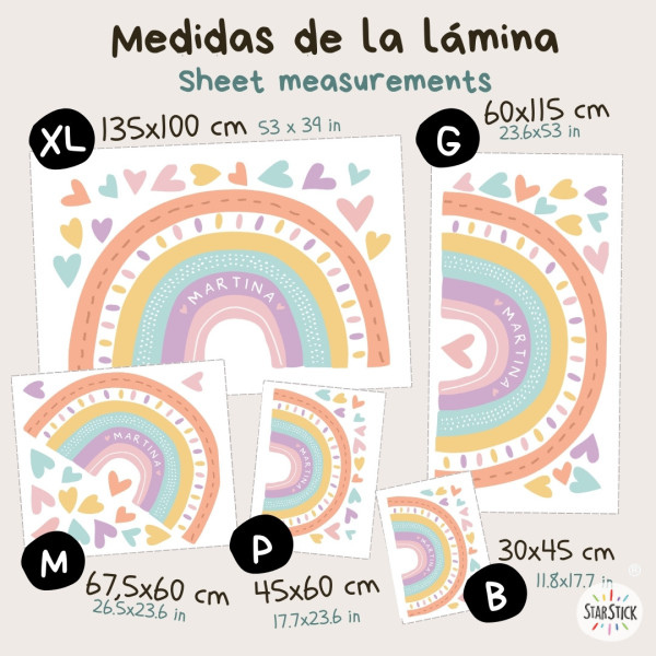 Vinilos decoración infantil - Arcoíris personalizable color mandarina