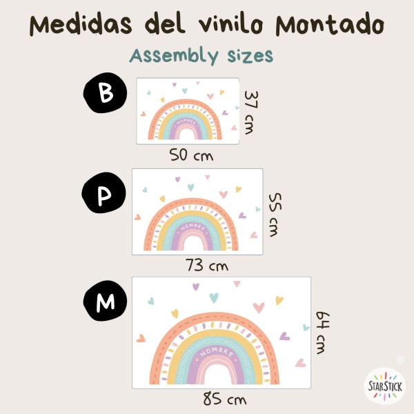 Vinilos decoración infantil - Arcoíris personalizable color mandarina