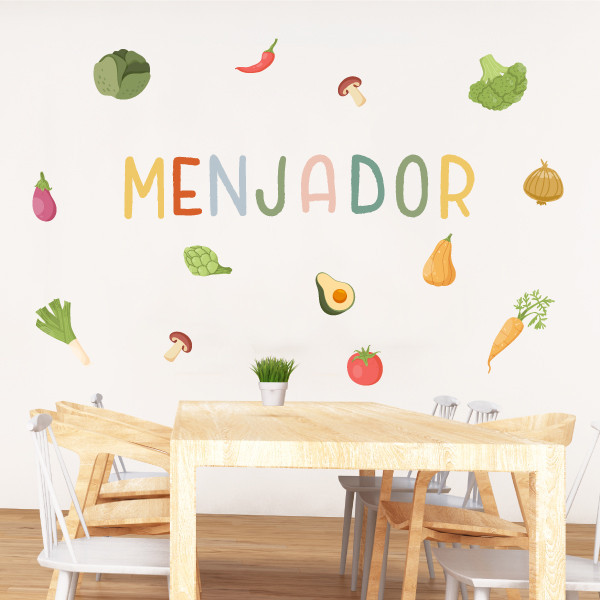 Décoration Montessori pour les cantines scolaires - Mot Cantine + légumes