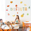 Montessori stickers for school canteens - Word Yum Yum + fruits