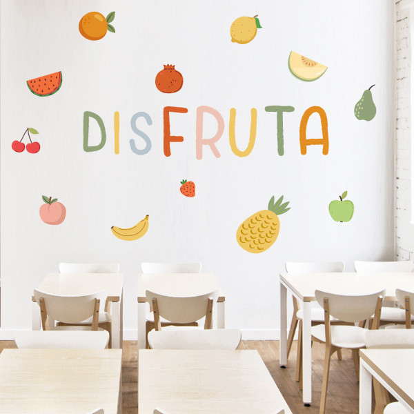 Stickers Montessori pour cantines scolaires - Mot MiamMiam + fruits