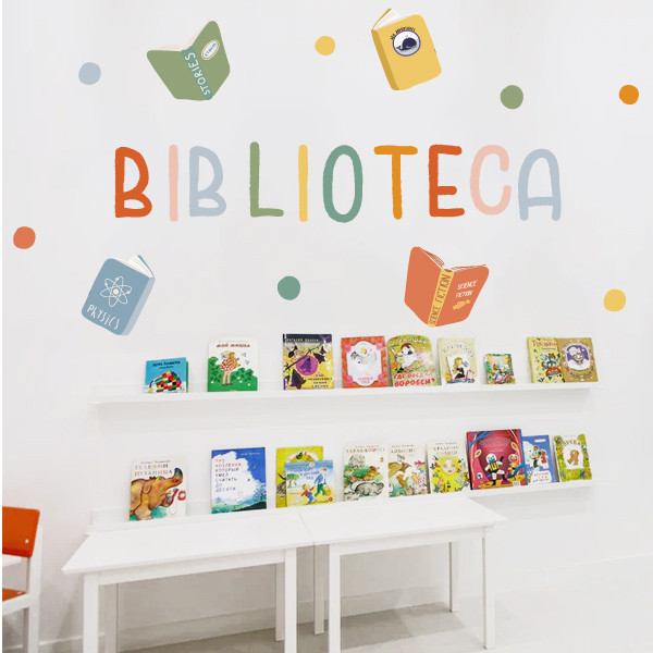 Décoration Montessori pour bibliothèques scolaires - Sticker Bibliothèque