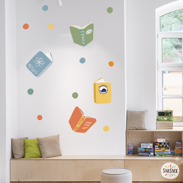 Colourful books - Wall decal to decorate Montessori libraries